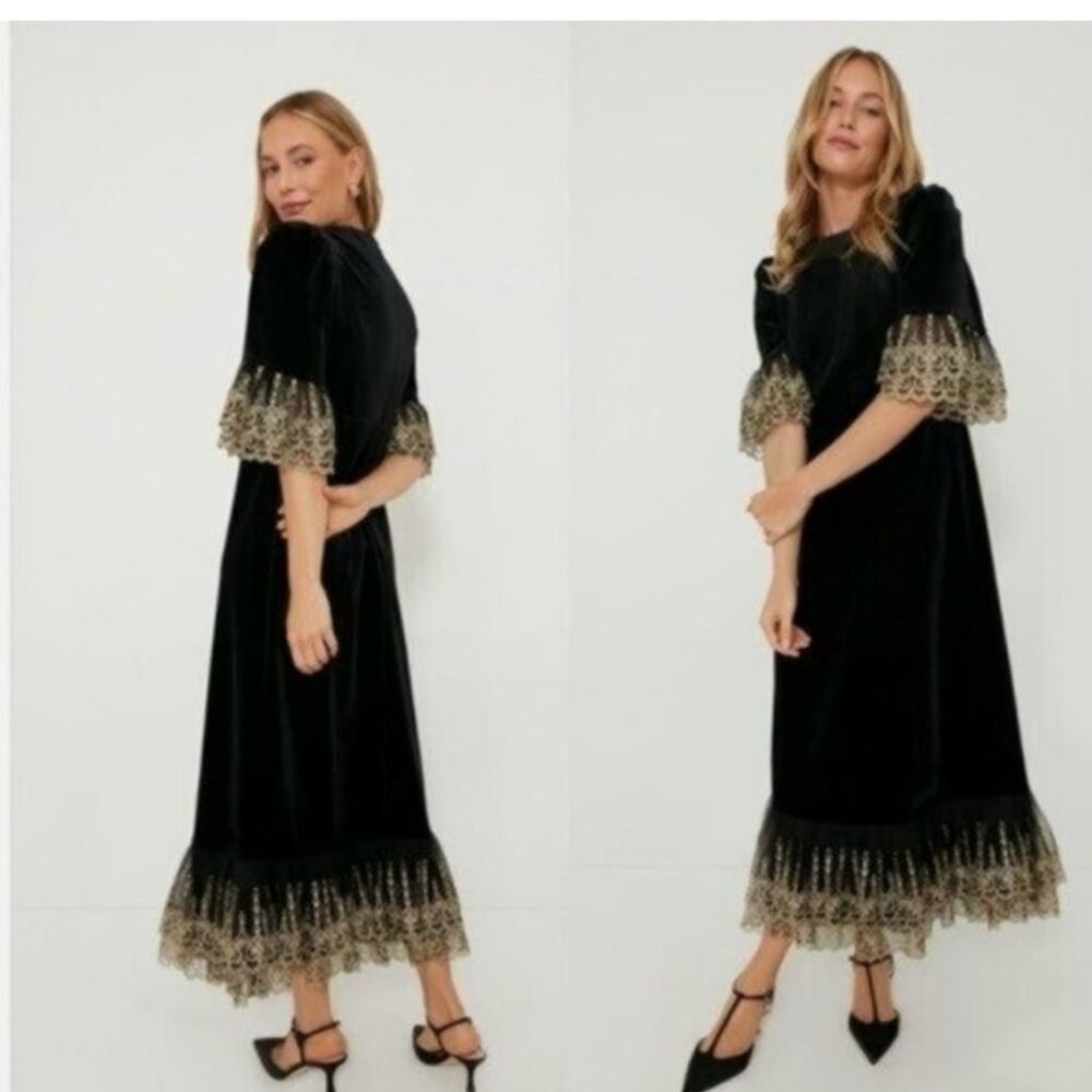 Pomander Place NEW Black Lillith Gold Lace Formal Maxi Dress Size XXXL NWT